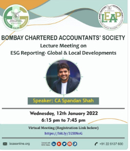 Lecture meeting on ESG Reporting at Bombay Chartered Accountant Society